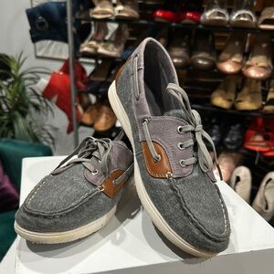 Sperry Gray and Brown Loafers with Nautical Design